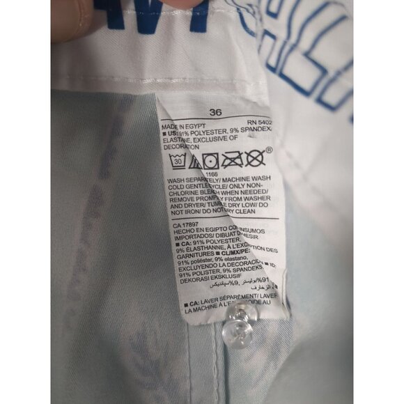 Old Navy White/Blue/Green Palm Built In Flex Board Shorts Mens 36x10" Drawstring - Picture 11 of 11